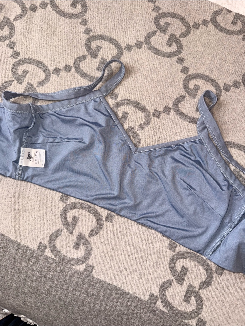 Tiger Mist V-Neck crop in Dusty Blue - Picture 8 of 8